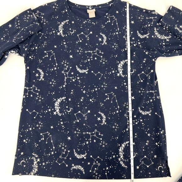 Chicos Womens Astrology Long Sleeve Top and Large Silk Scarf Set Chico's Size 2 - Picture 4 of 11